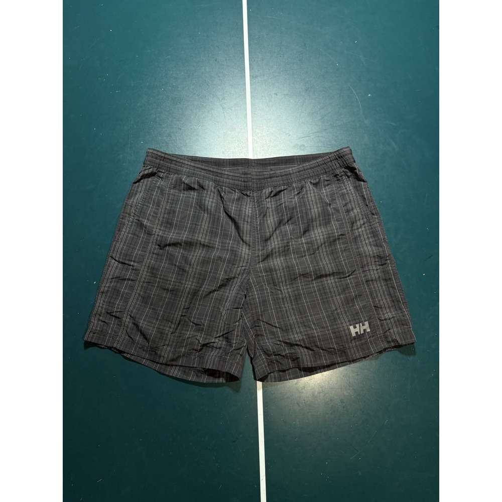 Helly Hansen Shorts Men's 36 Summer Beach Swim Shorts Lined Gray Checkered